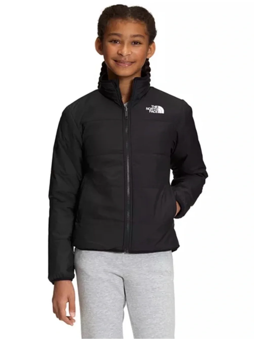 North Face Girls’ Reversible Mossbud Jacket in Black